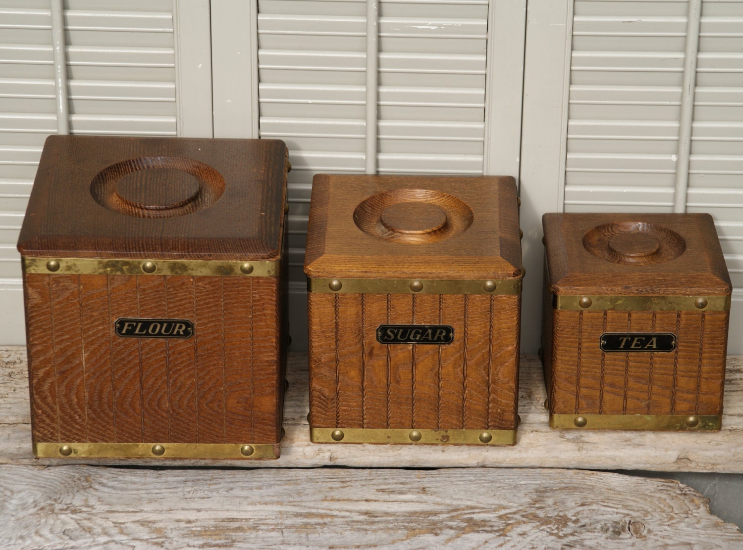 Rustic Vintage Wooden Canister Set By BeachLaneVintage On Etsy   Il Fullxfull.676865133 Jffb 