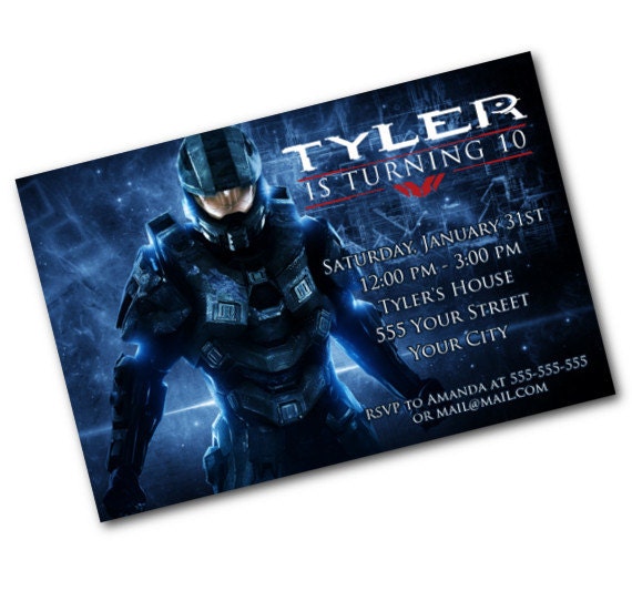 Halo Spartan Invitation Halo Birthday by SweetDigitalCreation