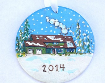 Custom House Christmas Ornament Christmas folk art ornament