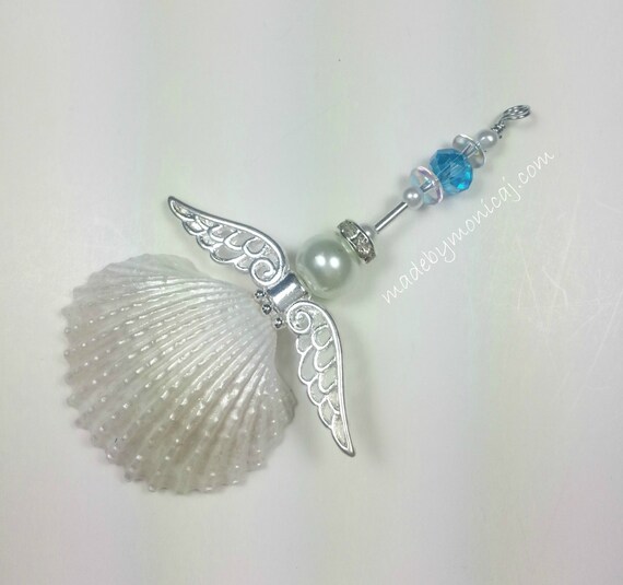 Guardian Angel Rear View Mirror Ornament. White by MadebyMonicaJ