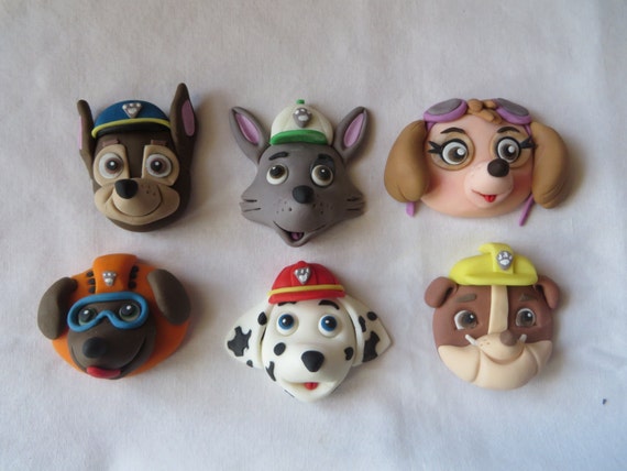 Paw Patrol Fondant Cake Cupcake Topper Heads