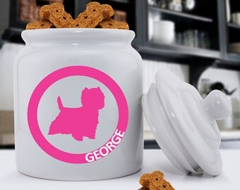 Personalized Classic Silhouette Dog Treat Jar - Circle of Love Treat Jar - Pet Gifts - GC1243