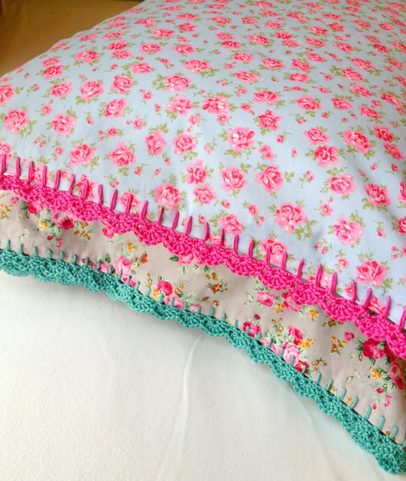 Pillowcase with Crochet Trim Edging Crochet Edged Pillowcase