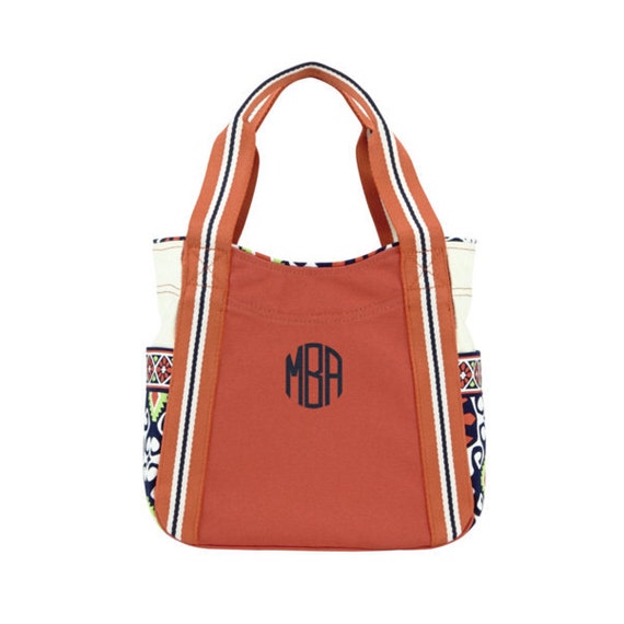 Monogrammed Vera Bradley Small Colorblock Tote in Sun Valley Print