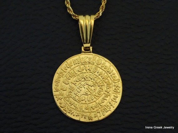 Phaistos Disc Pendant 925 Sterling Silver 22K Gold Plated