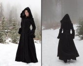 Anastasia Coat - Hooded velvet coat with fur trim