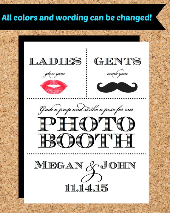 Personalized PRINTABLE photo booth sign Fun accent for