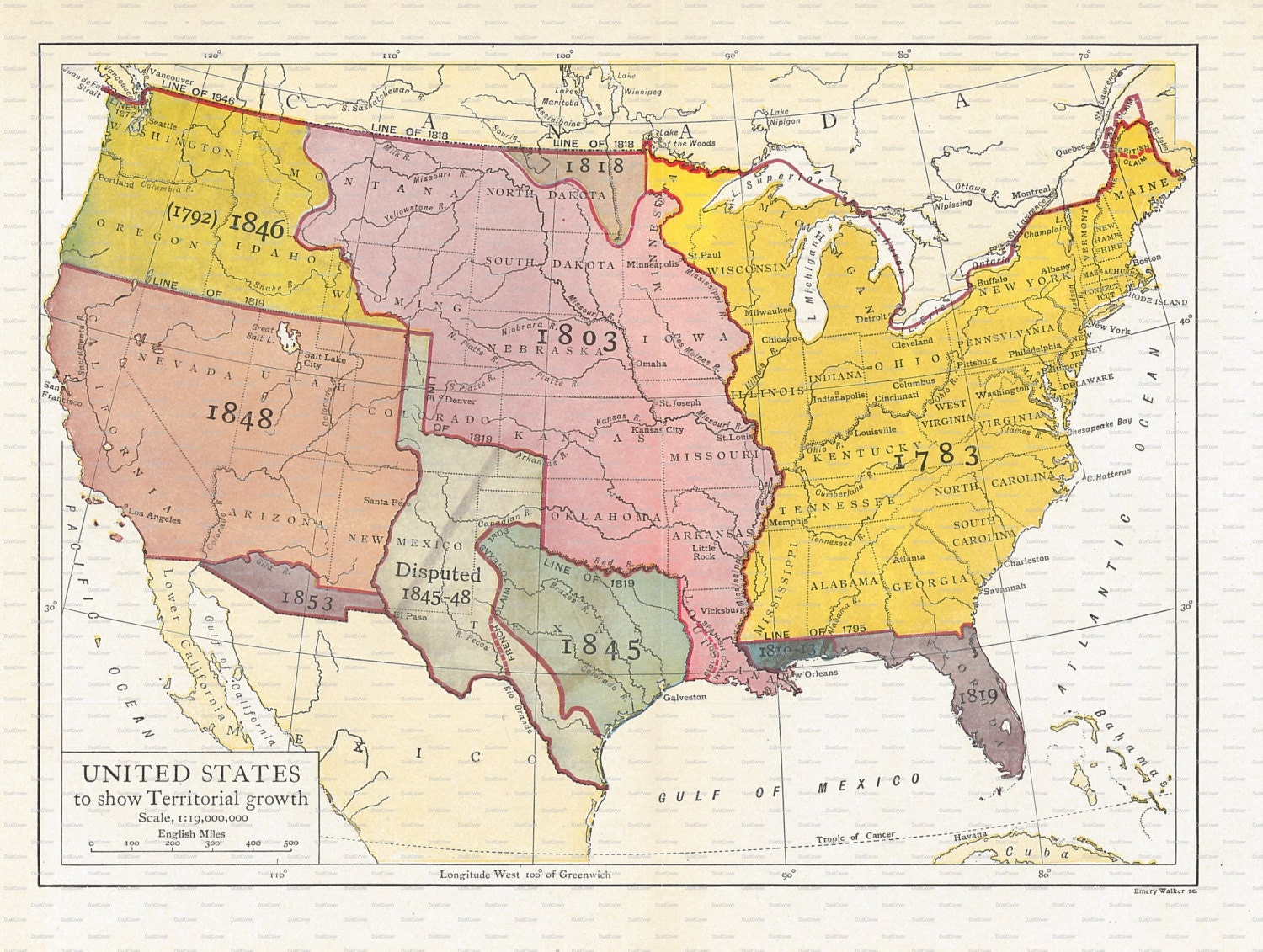 Encyclopedia Britannica Map of the United States Territorial