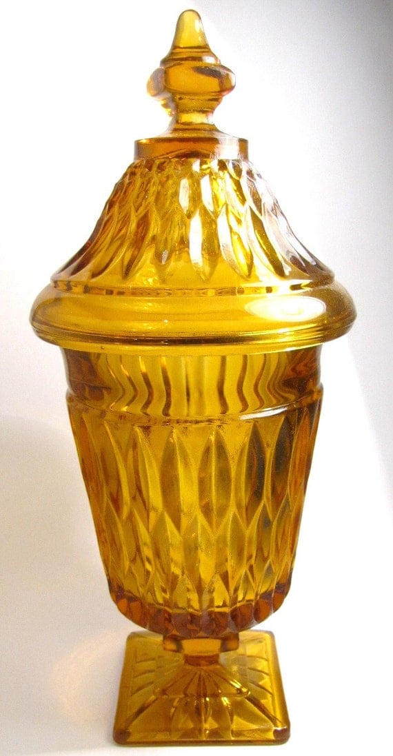 Pedestal Candy Dish Amber Indiana Glass Co 0559 Mount Vernon