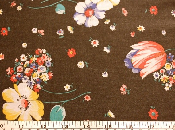 Vintage Floral Cotton Fabric Sold By The 1 2 Yard D48