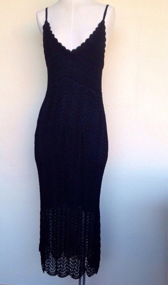 Vintage 90s black crochet dress