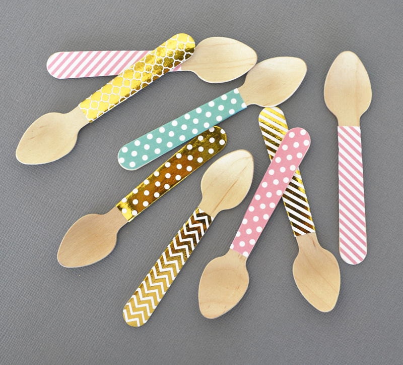 48 Mini Wooden Dessert Spoons