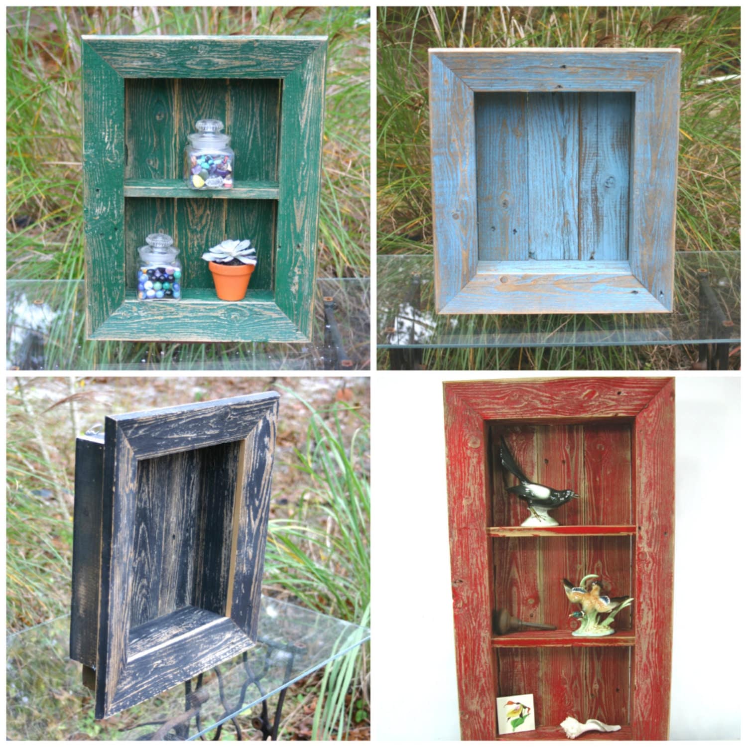 Rustic Shadow Box Wall Shelf Beach Chic Cottage by SweetiesAttic