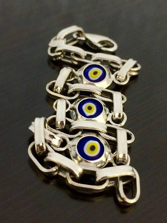 14K White Gold Evil Eye Bracelet 14K Evil Eye by DeKaraDesigns