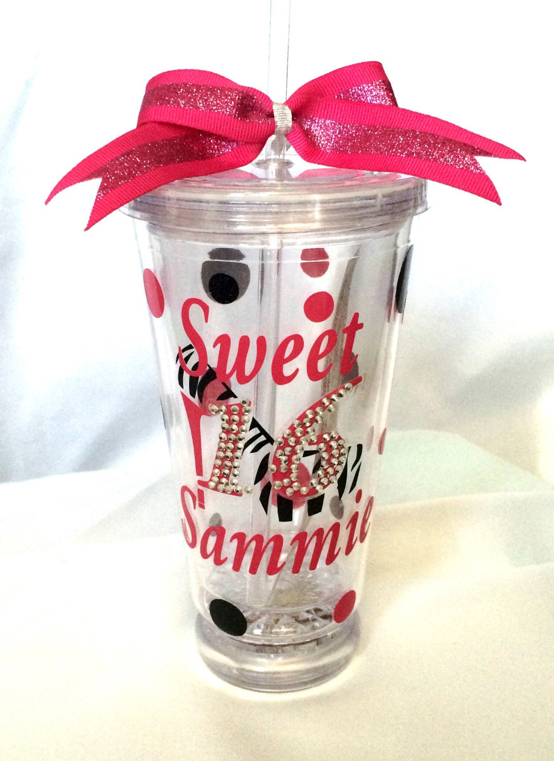 Personalized Sweet 16 bliing 16 Oz. Tumbler/ by Snapshotsbyshelley