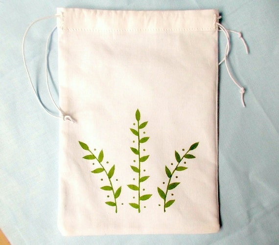Cute White Cotton Pouch Spring Jewelry Gift Small Bag