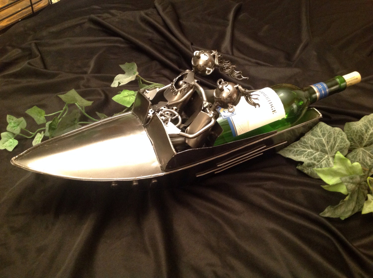 Speed Boat Wine Bottle Holder with couple nautical boating