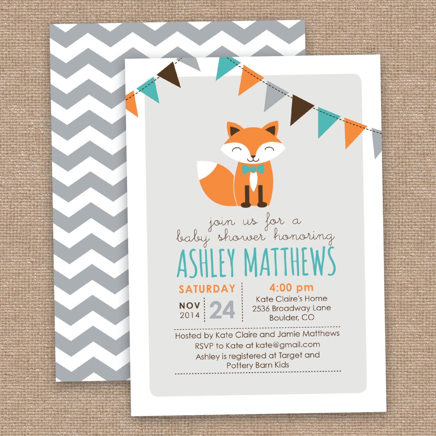 Fox Baby Shower Invitations 9