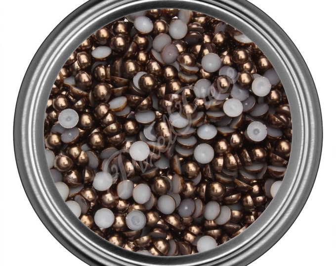 Coffee Half Pearl Gems Flat Back Face Art Nail Art Scrapbook Phone Decoration Cabochon 2mm 3mm 4mm 5mm 6mm 8MM