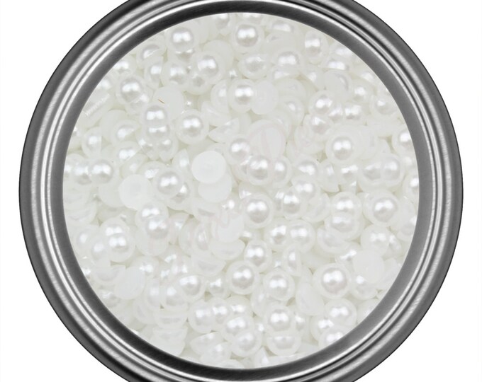 White Half Pearl Gems Flat Back Face Art Nail Art Scrapbook Phone Decoration Cabochon 2mm 3mm 4mm 5mm 6mm 8MM