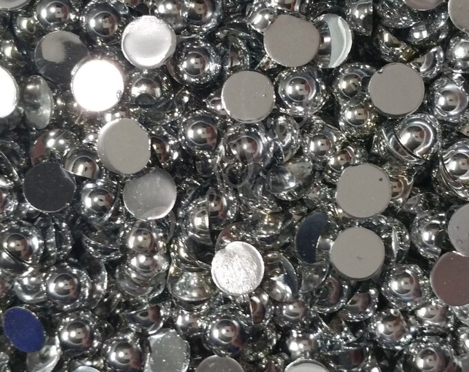 AB Silver Half Pearl Gems Flat Back Face Art Nail Art Scrapbook Phone Decoration Cabochon 2mm 3mm 4mm 5mm 6mm 8MM