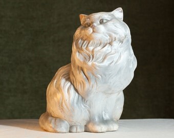 VINTAGE Super Cute Shabby Prissy Ceramic Kitty CAT Yard Art Decor Figurine