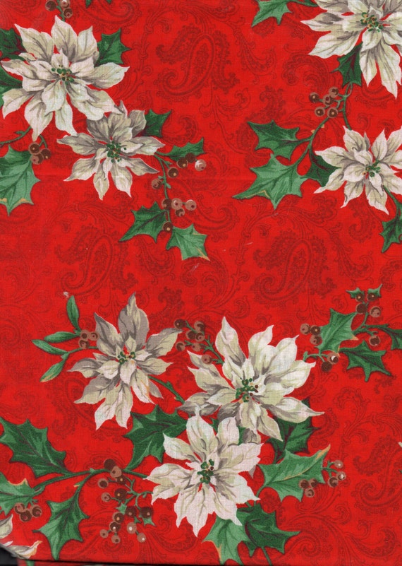 christmas-quilt-fabric-white-poinsettias-holly-berries