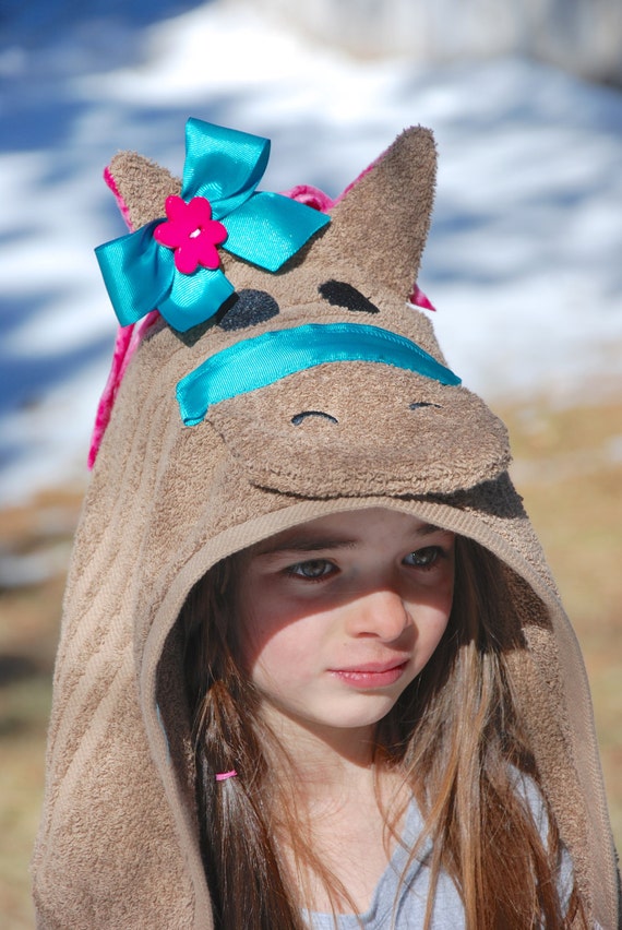 Items similar to Horse Kids Hooded towel Personalized /Horse hood towel