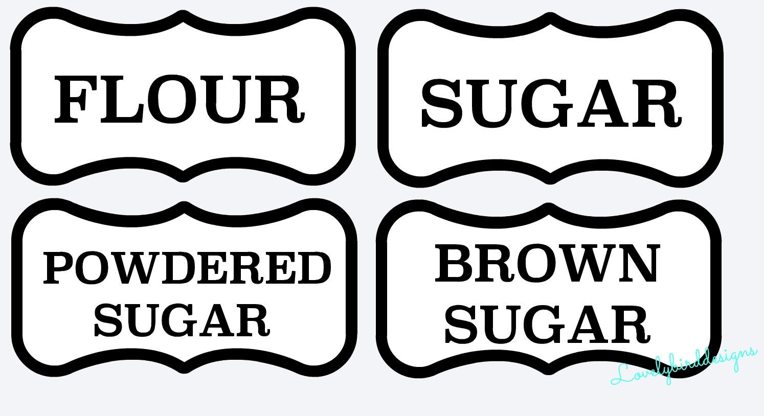 Vinyl Canister Decals-Flour Sugar Brown Sugar by LovelyBirdDesigns