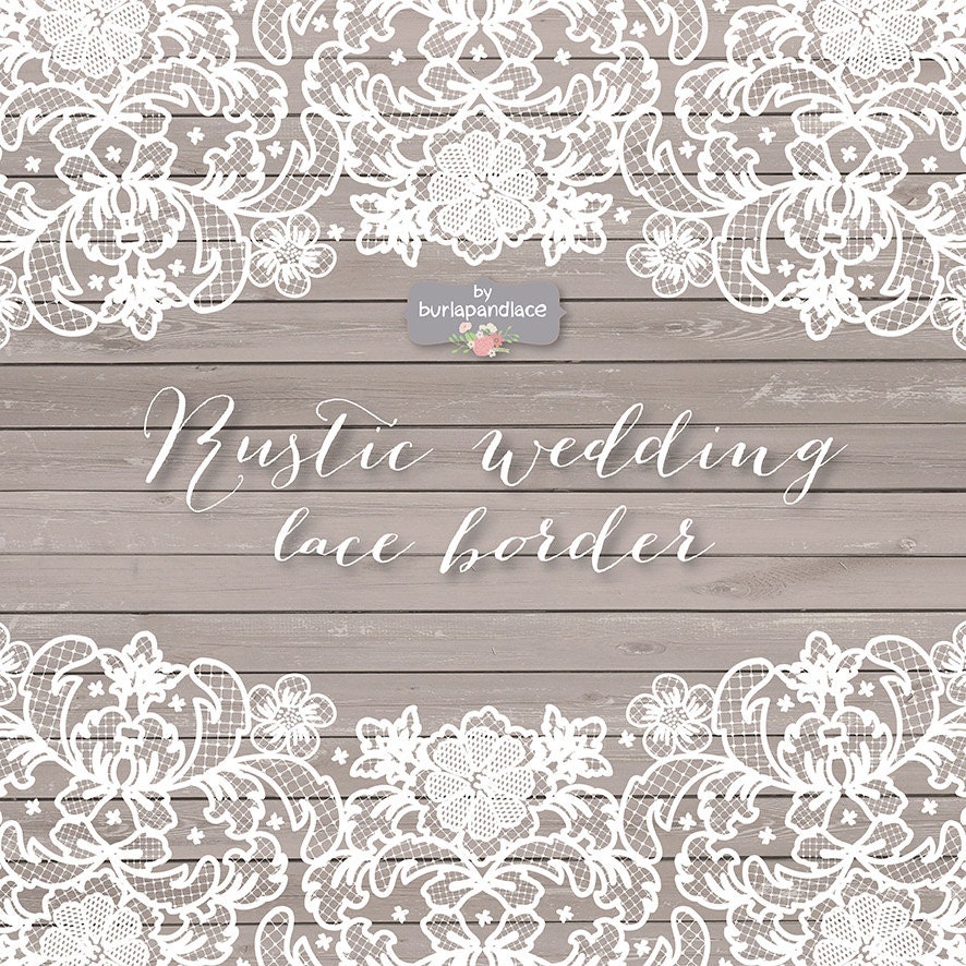 Lace border rustic Wedding invitation border frame lace