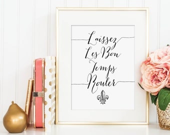 PRINTABLE Laissez les bon temps rouler Print - Let the Good Times Roll - Hand Lettering Mardi Gras Print - Instant Download - Print-at-Home