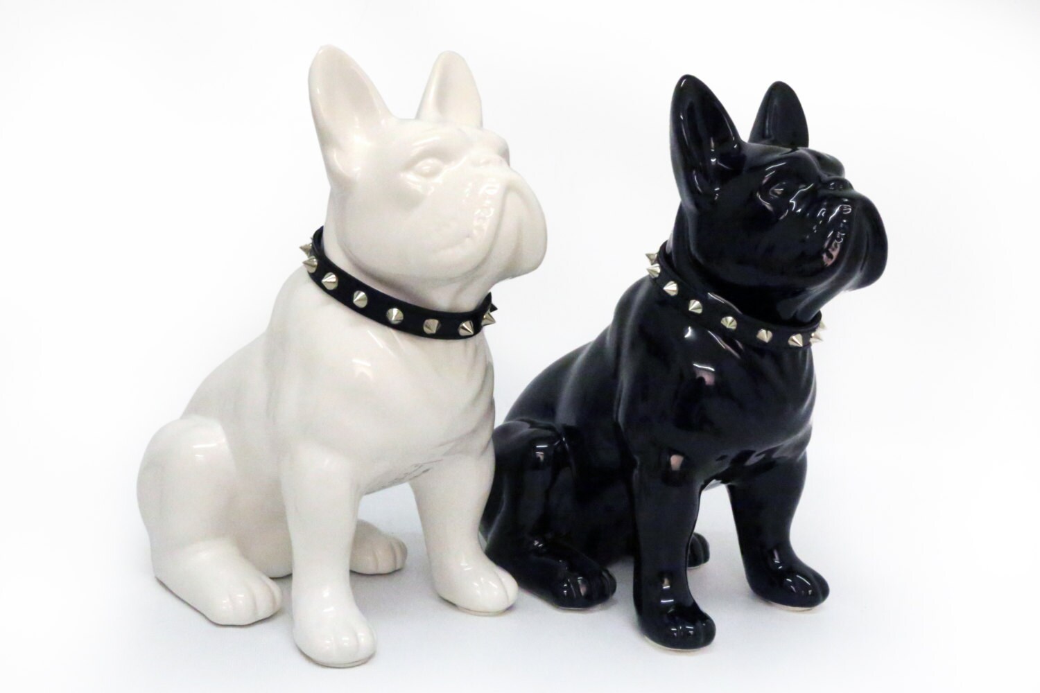 white ceramic bulldog statue