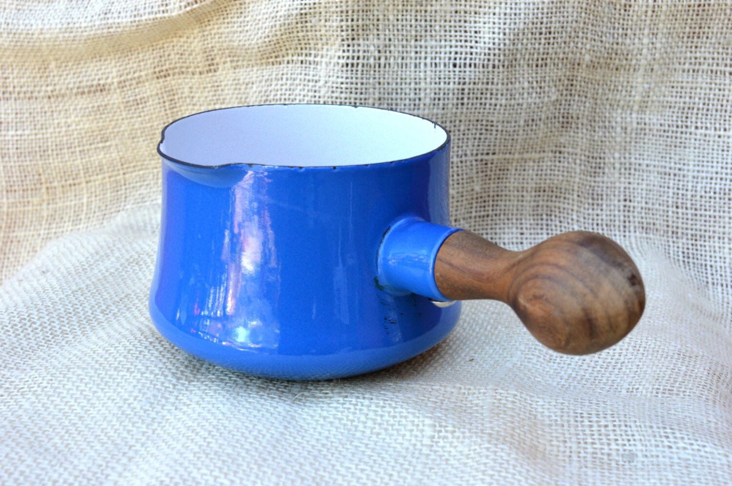 Vintage Dansk Blue Enamel Butter Warmer // Enamel Sauce Pan