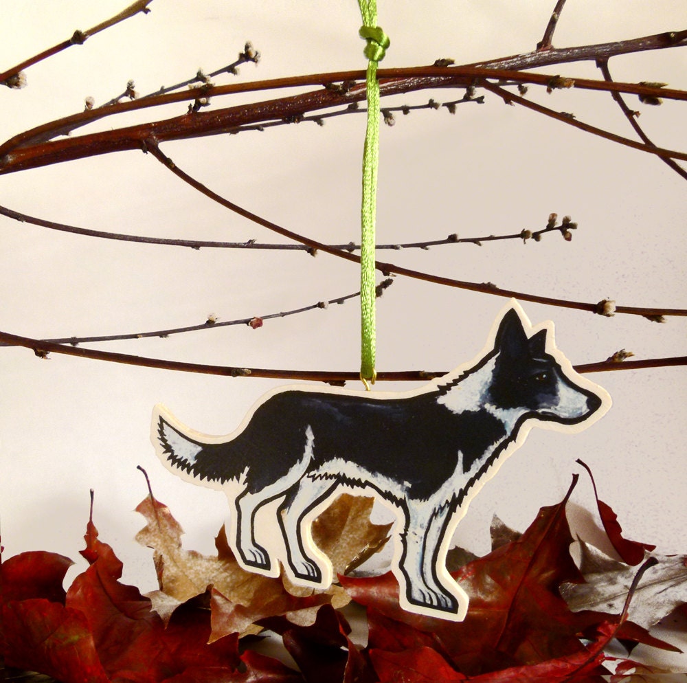 Border Collie - Handmade Wooden Dog Decoration, Christmas Ornament, Dog tree decoration, Watercolour, home decor, Pet portrait, art