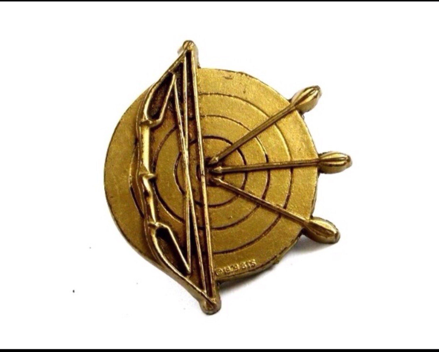 Vintage brass bow and arrow archery belt buckle 1979