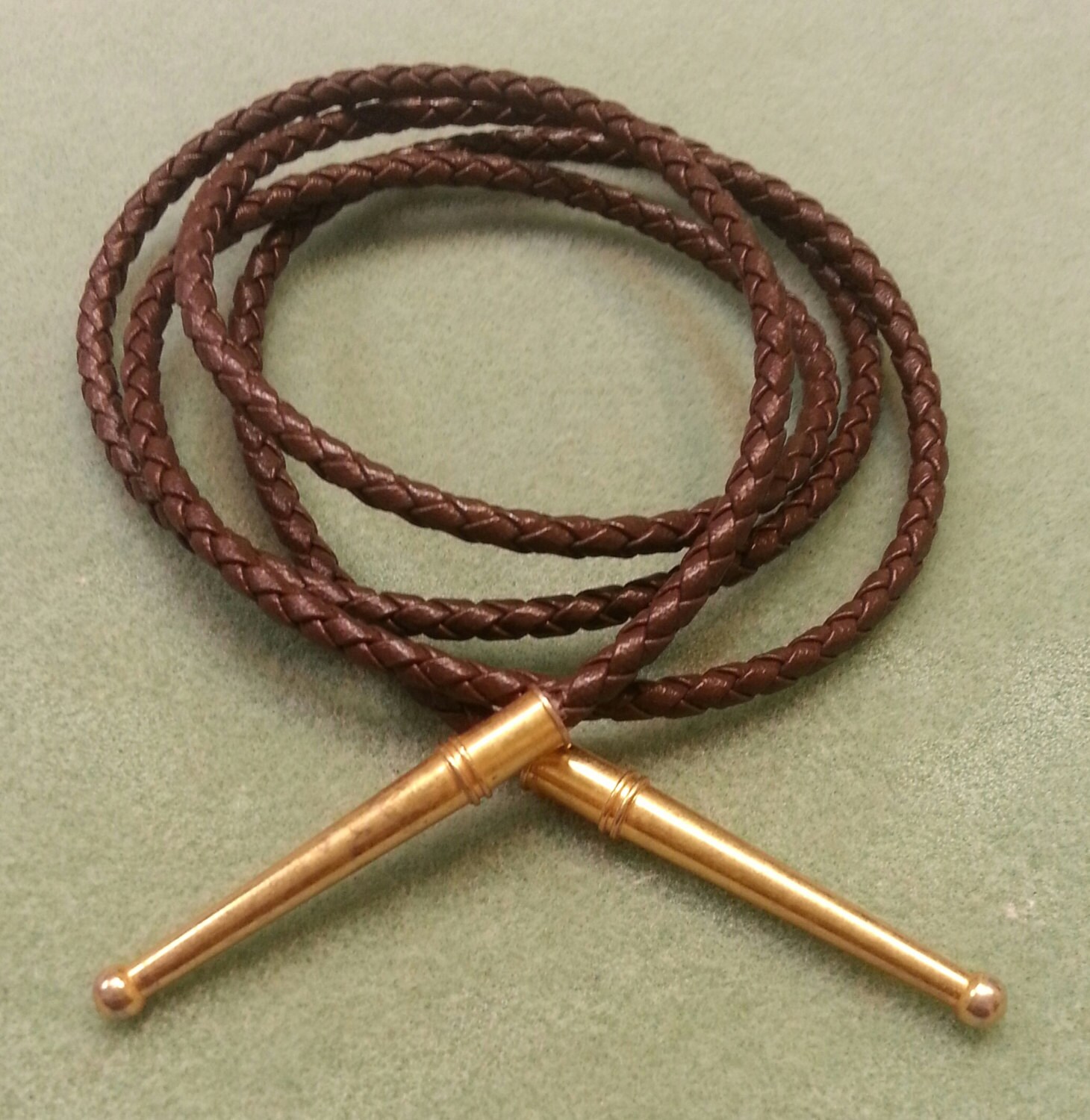 Brown Leather Bolo Tie Chord with Gold Color Bolo Tips 39 inch