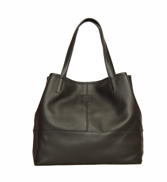 Items similar to Black Leather tote bag, Tote bag, Large Leather Tote ...