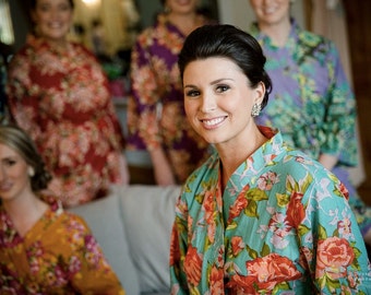 Set of Bridesmaids robes Kimono Crossover Robes Spa Wrap Perfect bridesmaids gift getting ready robes Bridal shower party favors
