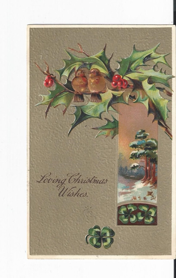 Beautiful Vintage 1910 Christmas Greetings Embossed Postcard