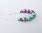 Mint and Purple Ceramic Necklace / Boho Necklace / Geometric Necklace / Long Necklace