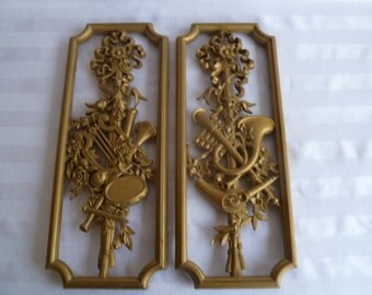 2 Hollwood Regency Musical Homco Wall Plaques