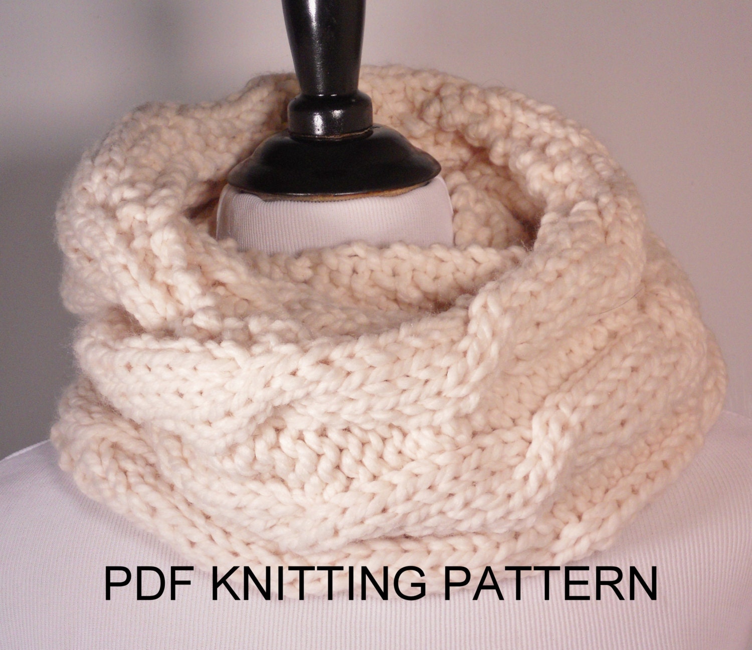 PDF KNITTING PATTERN Reversible Cable Knit Infinity Scarf