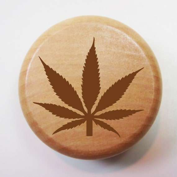 Items similar to Marijuana Leaf 2 Inch Wood Herb Grinder on Etsy