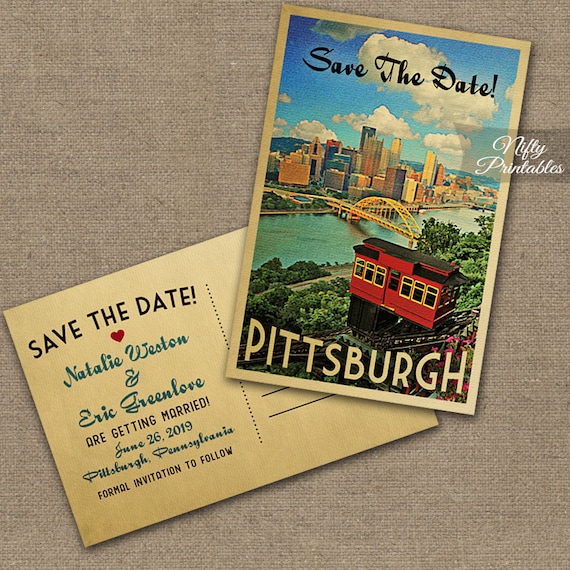 Pittsburgh Save The Date Postcards Printable Pittsburgh