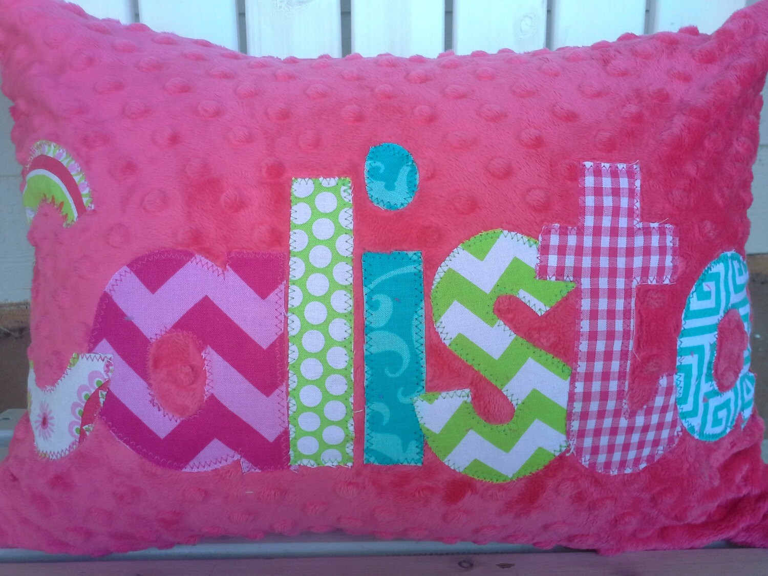 personalized applique name pillow minky name throw
