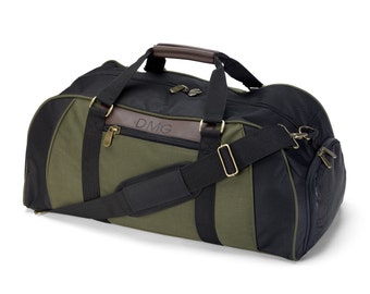 Duffle Bag - Personalized Canvas and Leather Deluxe Duffle Bag - Monogrammed Gym Bag - Gifts for Him - Groomsmen Gifts - GC294