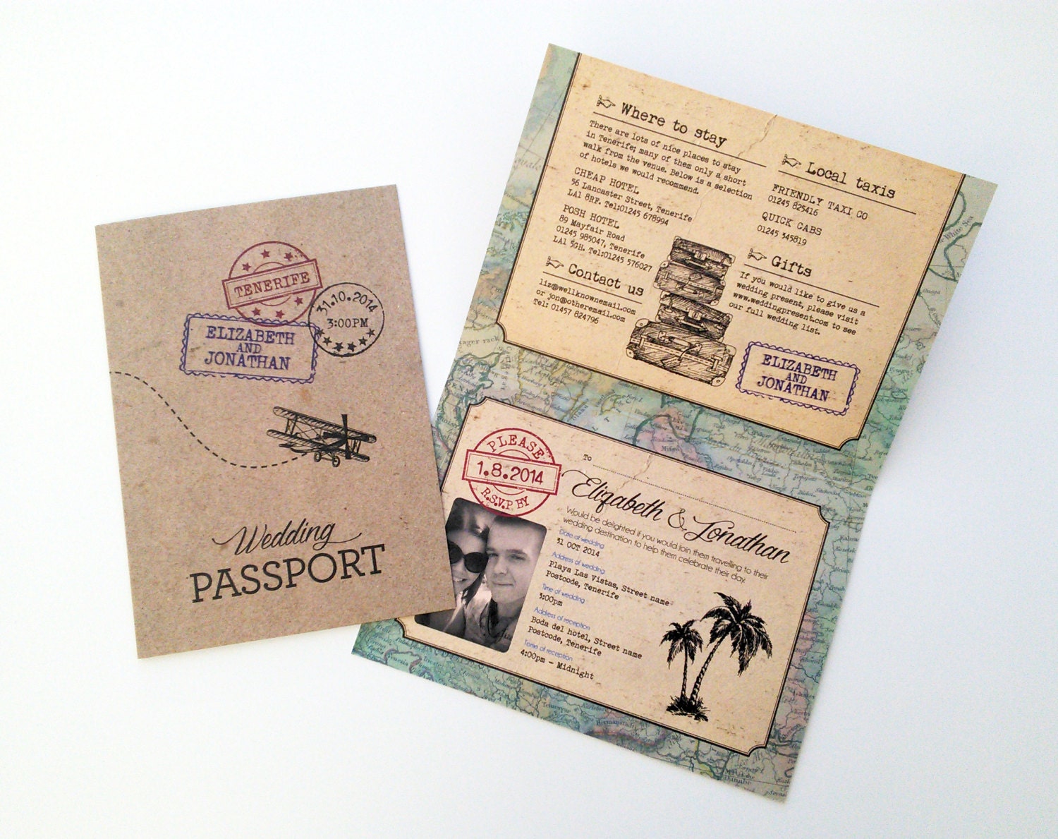 Vintage Travel Wedding Invitations 4