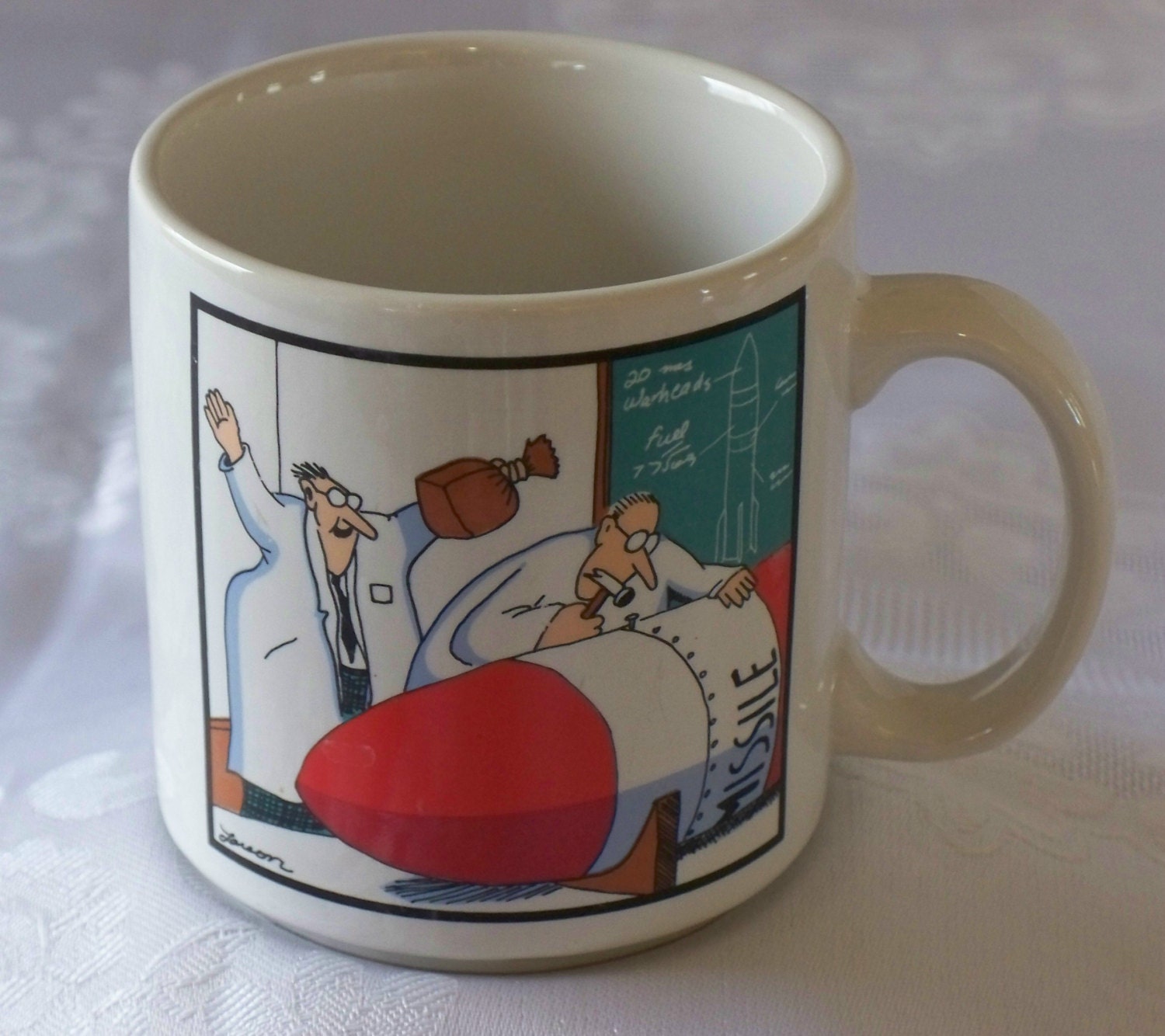 The Far Side Practical Joker And Missile Maker Mug Gary Larson