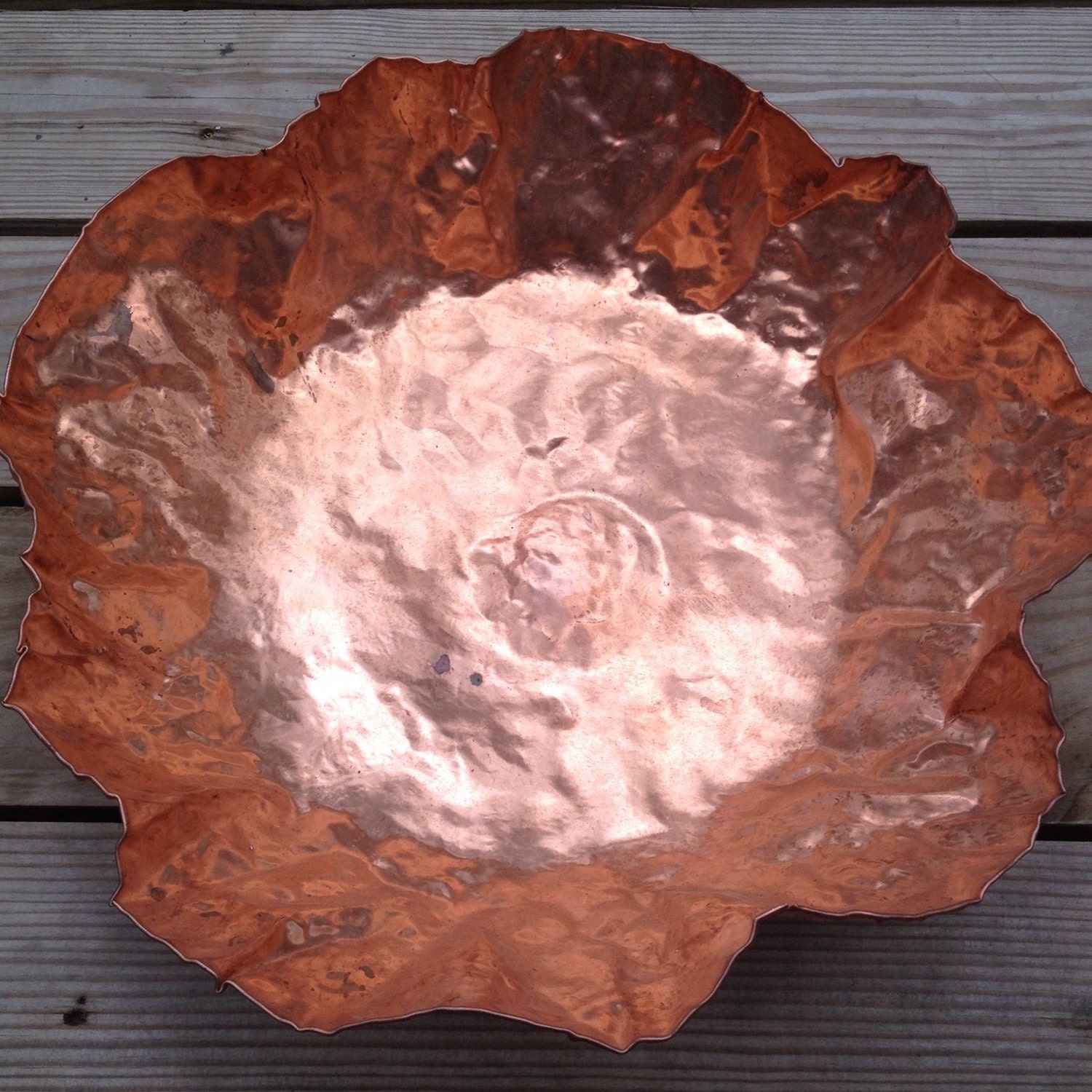 Extra large hand hammered Copper Bowl by CopperByT on Etsy