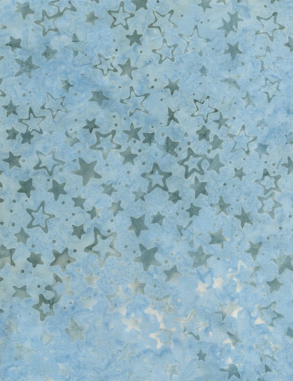SALE Stars-Light Blue Batik Fabric Half Yard or by TCSFabrics